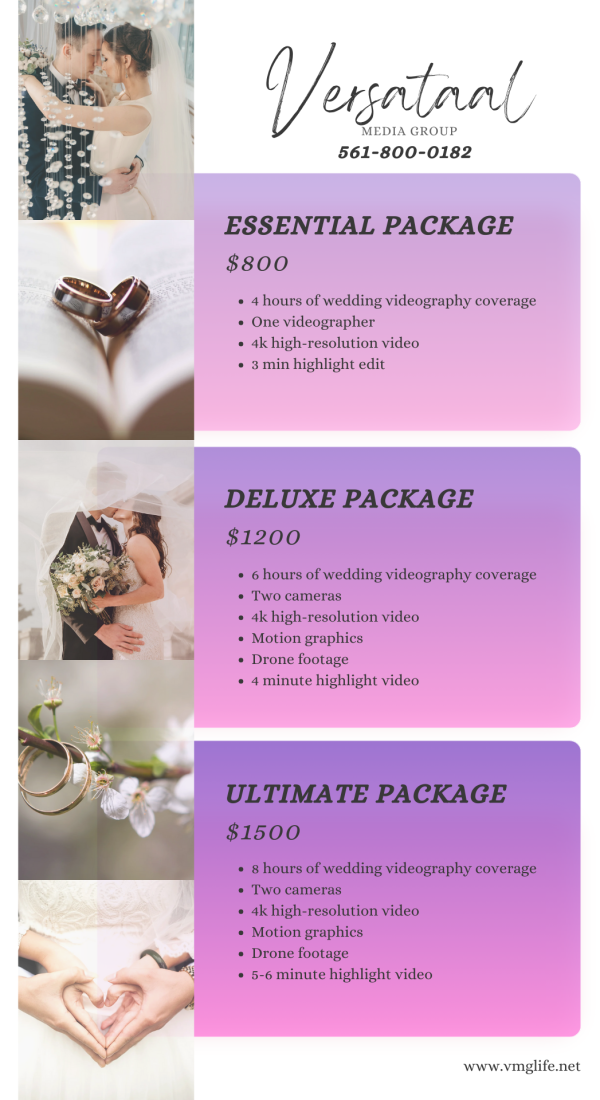 Peach Wedding Photography Price List